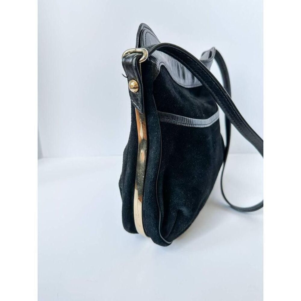 Vintage‎ Letisse Black Suede Bag with Gold Details